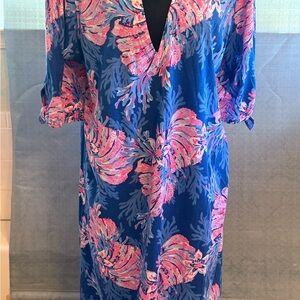 Lilly Pulitzer Blue and Pink Tropical Coverup Dress